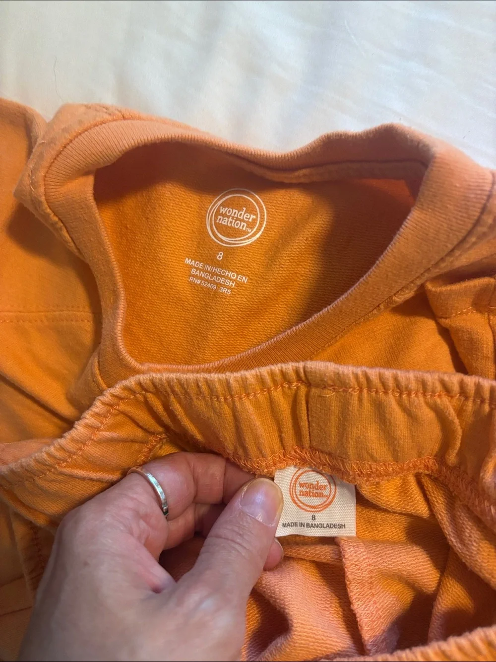 Kids Orange Shark Matching Set - Short Sleeve Top & Shorts